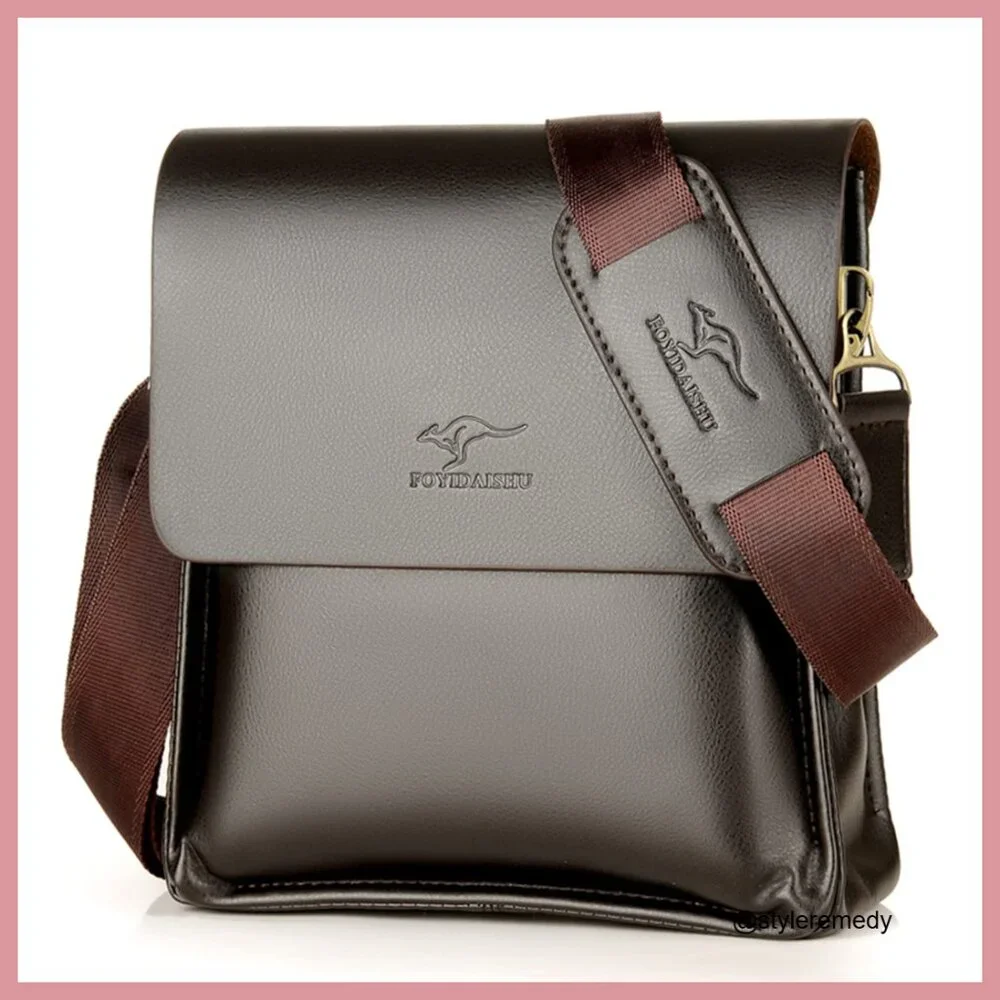 PU Leather Messenger Sling Crossbody Bag Adjustable Strap Magnetic Buckle